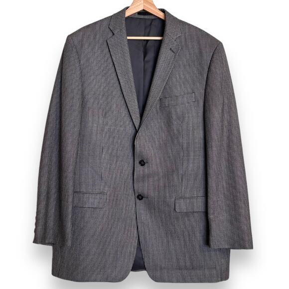 Calvin Klein Silk Wool Blend Houndstooth Two Button Blazer Men's Size 44L - Picture 1 of 14